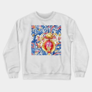 Watercolor and vector blue, gold and red scroll seamless pattern Crewneck Sweatshirt